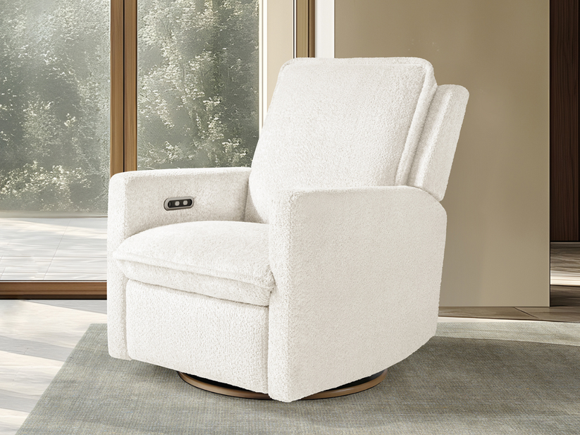 Ayden Boucle Swivel Glider Power Recliner - White