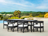 Santino® Outdoor 7-Piece 74" Dining Set - Gray Fabric with Teak Frame