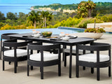 Santino® Outdoor 7-Piece 74" Dining Set - Gray Fabric with Teak Frame