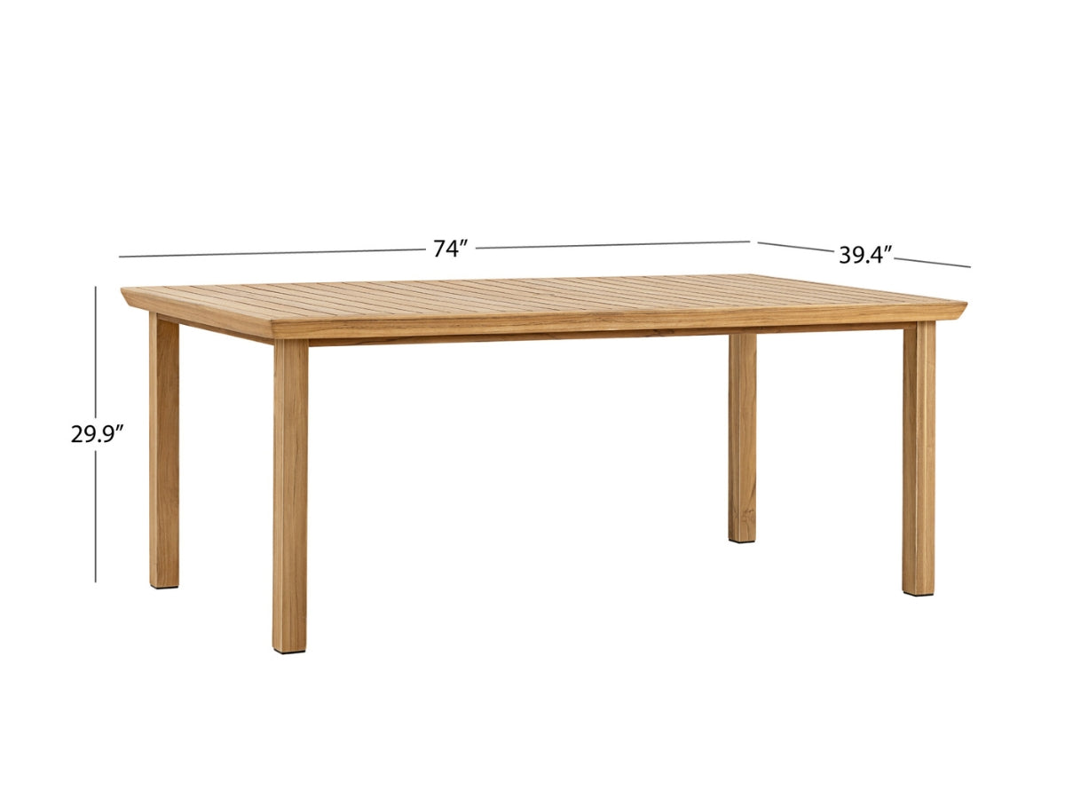 Santino® Outdoor 7-Piece 74" Dining Set - Gray Fabric with Teak Frame