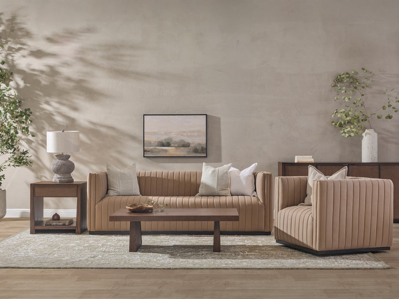 Vail Top Grain Leather Channeled Sofa
