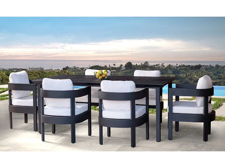 Santino® Outdoor 7-Piece 74" Dining Set - Gray Fabric with Teak Frame