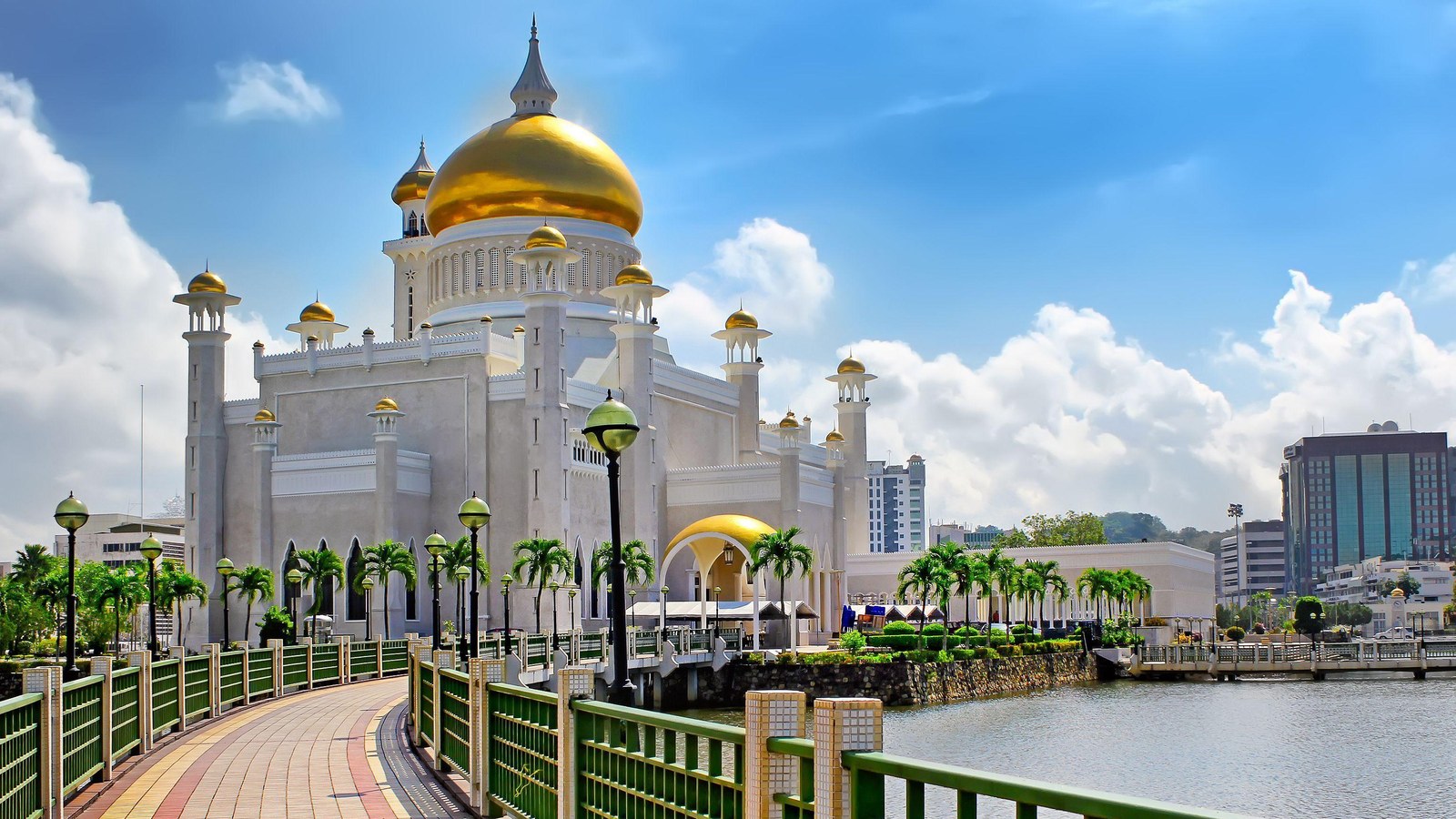 Brunei flag and global trade network artwork