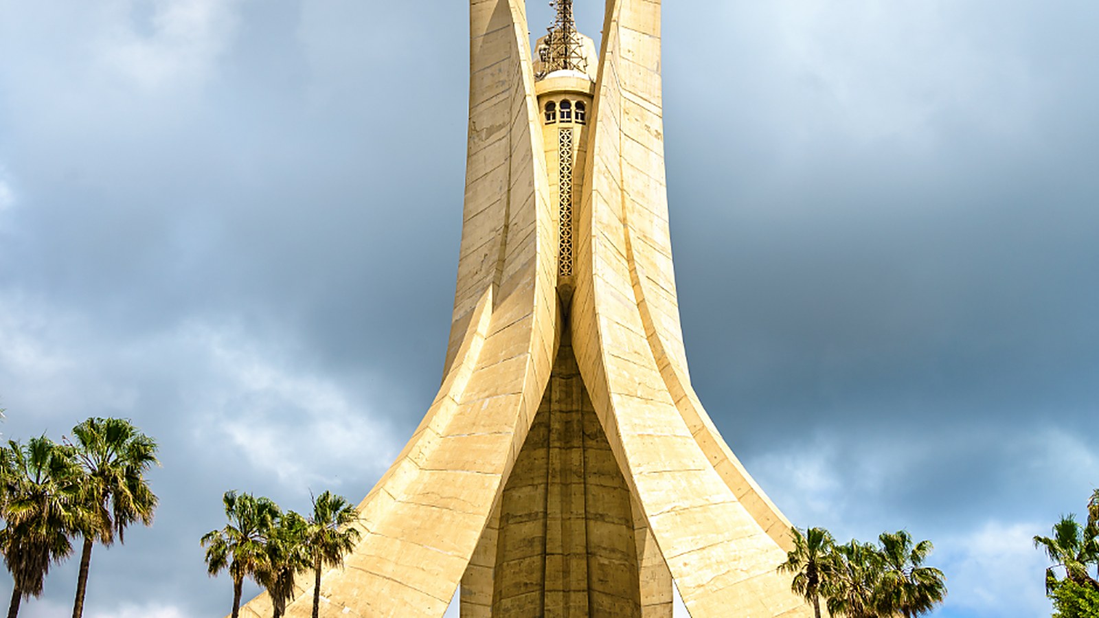 Algeria flag and global trade network artwork