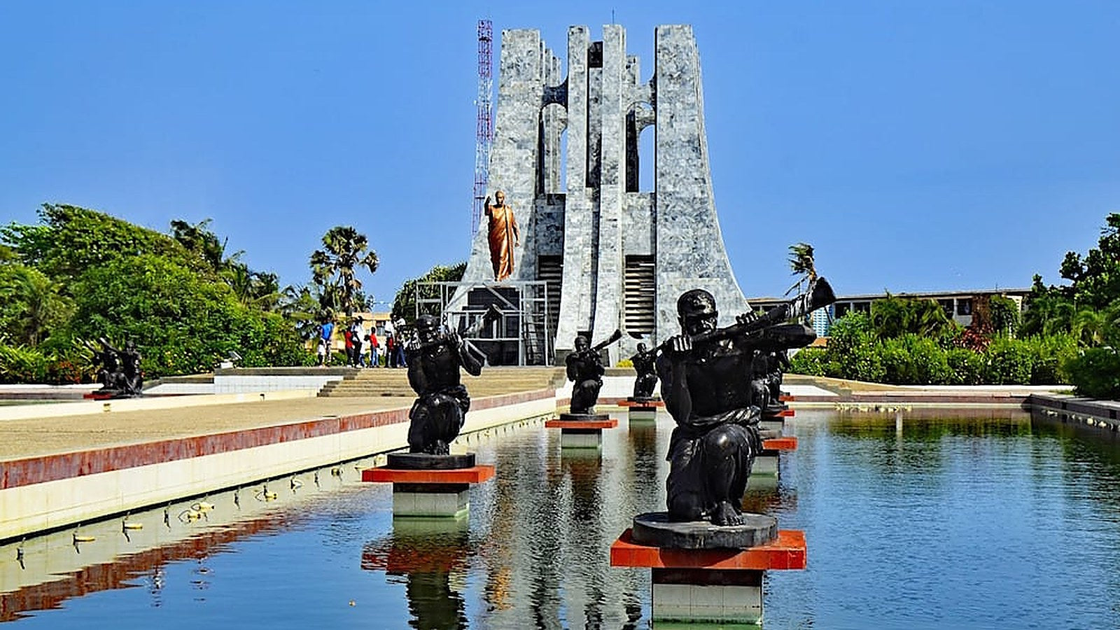 Ghana flag and global trade network artwork