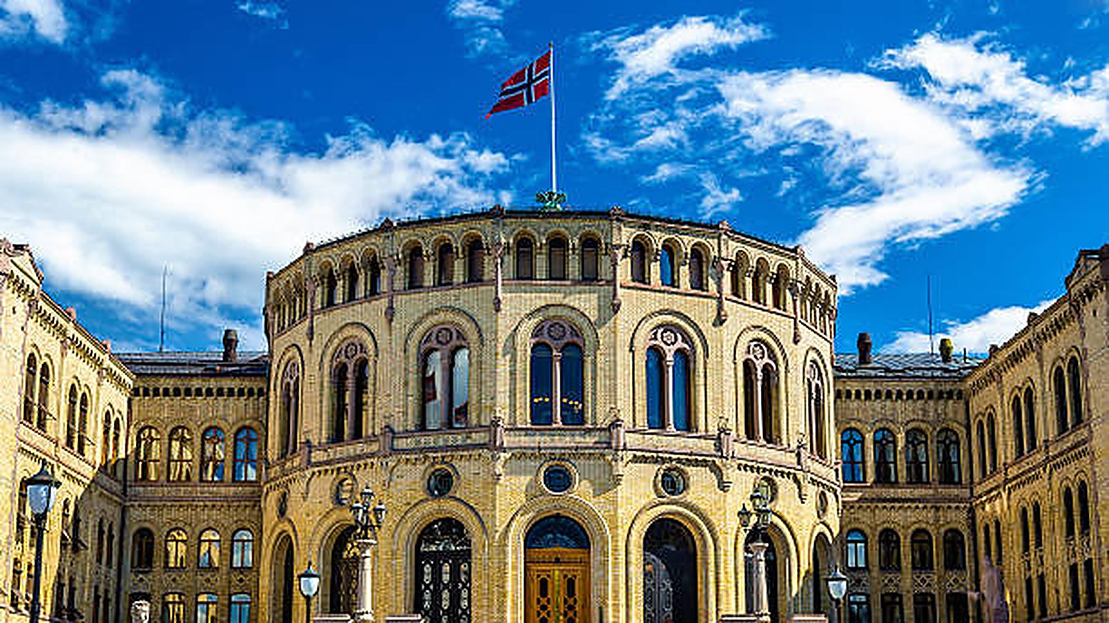 Norway flag and global trade network artwork